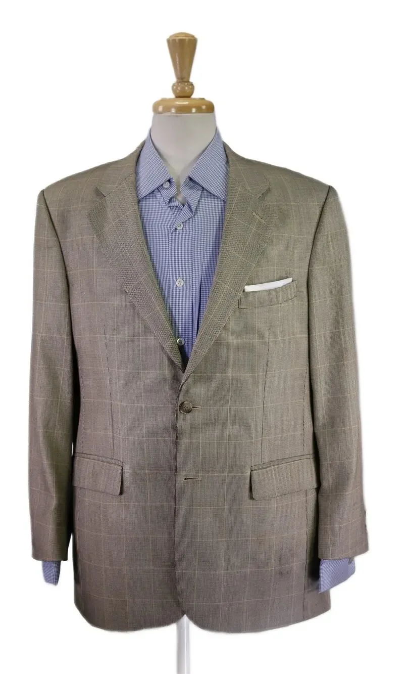 Brooks Brothers Gold Black Windowpane 2-Btn Silk Wool Sportcoat Blazer 40R